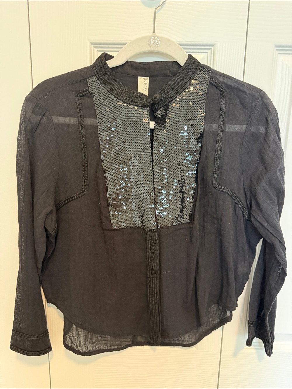 NWT Free People Y2K Black Blouse, Sz S